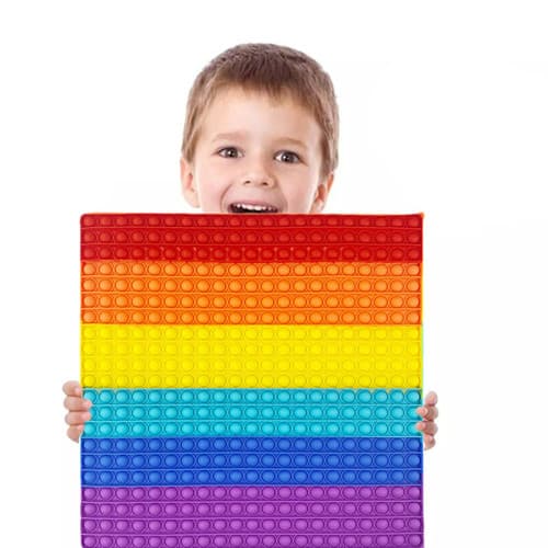 Jumbo Pop It Fidgetleksak – Regnbågsfärgad Sensorisk Bubbelbräda 30 x 30 cm