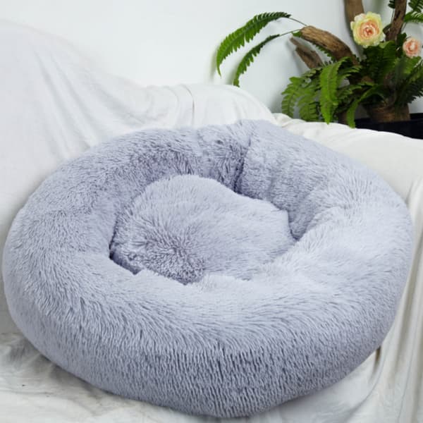 Mjuk rund husdjurssäng Ljusgrå 40 cm x 20 cm (för 2,5 kg)