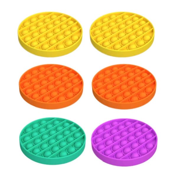 6-pack Pop It Fidget-leksaker i silikon – sensoriska stressleksaker för barn och vuxna, flerfärgade push-bubble-leksaker för lek