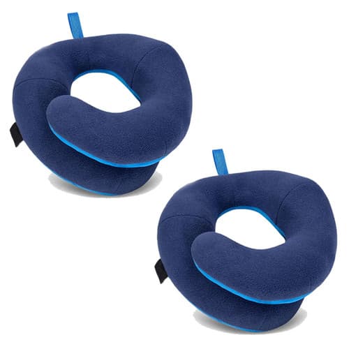 Dubbelt Stöd Memory Foam Nackkudde – Ergonomisk Cervikal Konturkudde för Optimal Nackjustering & Avlastning – 2-pack Disblå