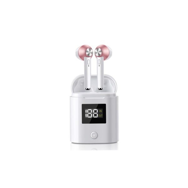Trådlösa Bluetooth 5.0-öronsnäckor med laddningsfodral Rose Röd
