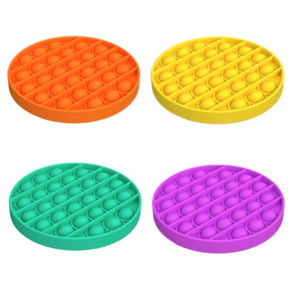 4x Barn Pop Det Push Pop Bubble Silent Sensorisk Fidget Stress  Orange, Lila, Grön, Gul