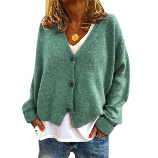 Tillfällig löst sittande tröja kofta  Grön XL