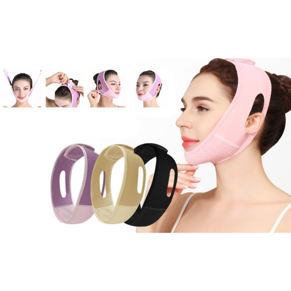 V Ansiktsmask - 2 förpackningar Lila med rosa
