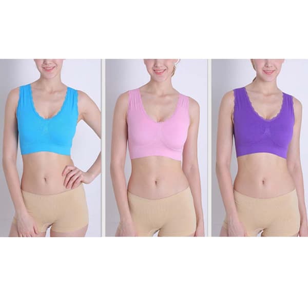 Sömlös behå - 6-pack  Svart, Vit, Hud, Rosa, Blå, Lila L