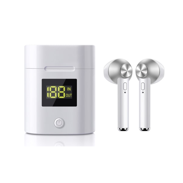 Trådlösa Bluetooth 5.0-öronsnäckor med laddningsfodral Silver