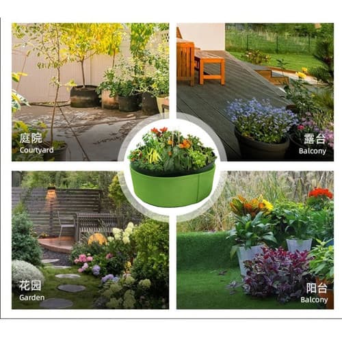 Odlingpåse för grönsaker, blommor och örter – andningsbart nonwovenmaterial, storlek M, ljusbrun, 2-pack