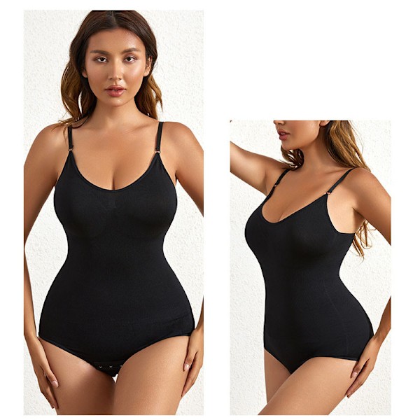 Dam Seamless Thong Tank Top Body Shaper Bodysuit - 2 Pack 1x svart, 1x kaffe M