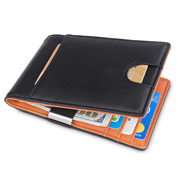 Slim clip RFID plånbok för män Svart med orange