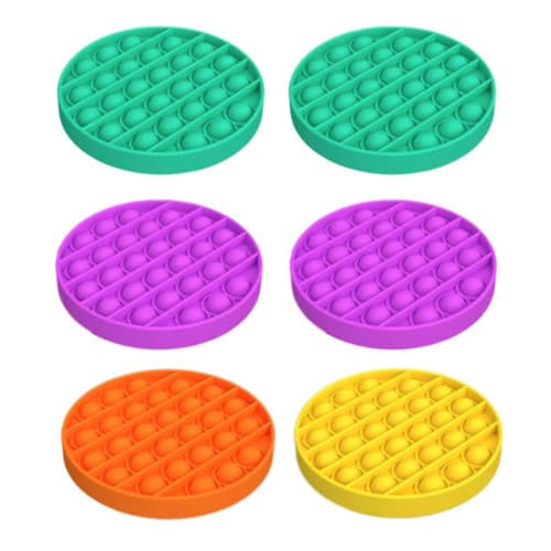 6-pack Pop It Fidget-leksaker i silikon – sensoriska stressavlastande bubbel-leksaker, återanvändbara (2 gula, 2 gröna, 1 orange, 1 lila)