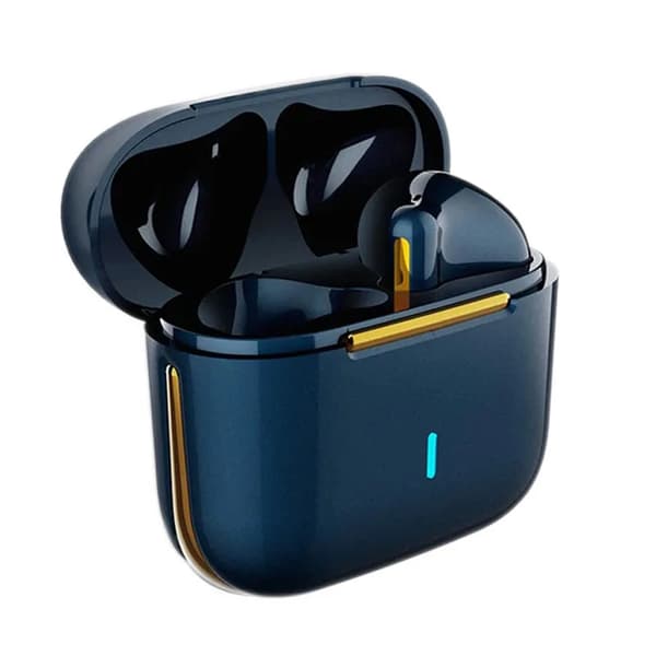 Trådlösa smarta Bluetooth 5.2-hörlurar av hög kvalitet – stereoljud, handsfreesamtal och lång batteritid Marinblå