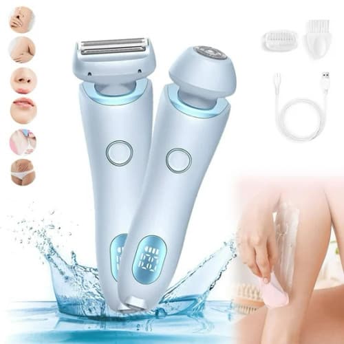 ICB Bikini Trimmer för kvinnor, Version C – IPX7 vattentät intimtrimmer med LCD-display, USB-uppladdningsbar, rosa