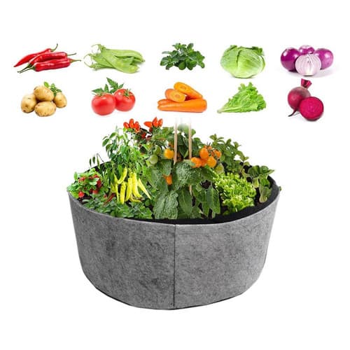 Odlingpåse för grönsaker, blommor och örter, andningsbart nonwoven-tyg, storlek M 60 × 20 cm, grå, 2-pack