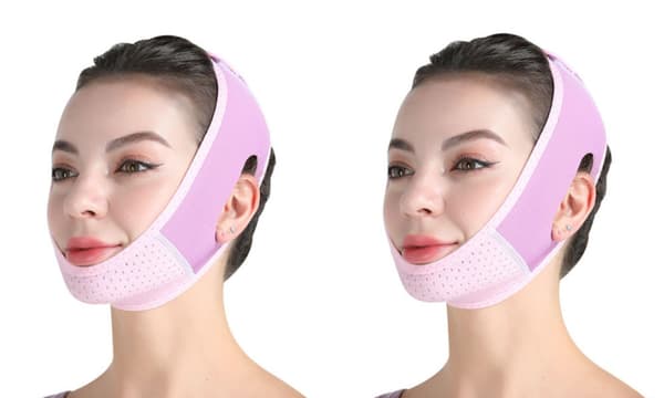 V Ansiktsmask - 2 förpackningar Lila med rosa