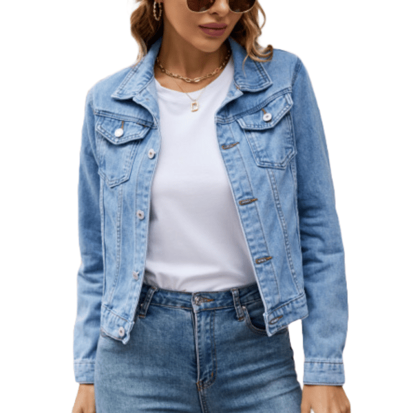 Denimjacka för kvinnor Ljusblå L