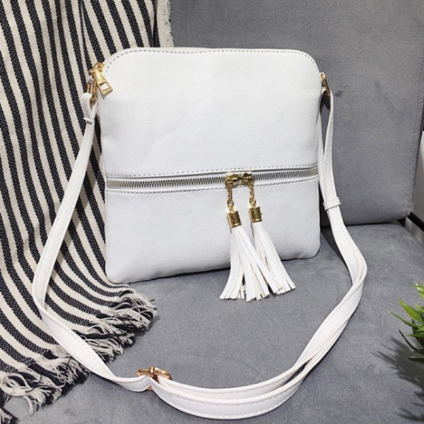 Tassel Charm Crossbody Väska Vit