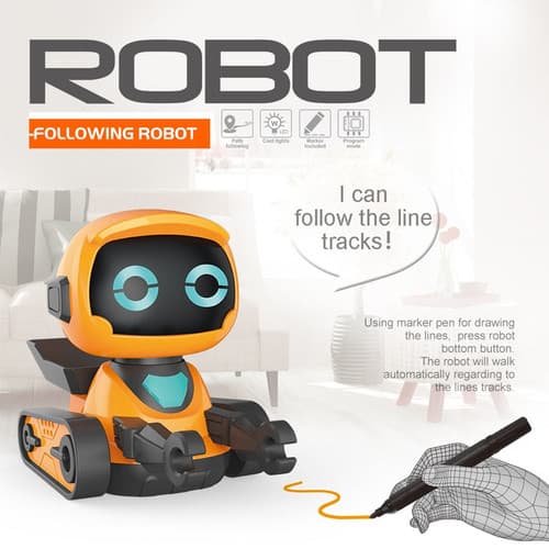 Ritrobot för barn – intelligent linjeföljande teckningsrobot, interaktiv pedagogisk STEM-leksak, vit