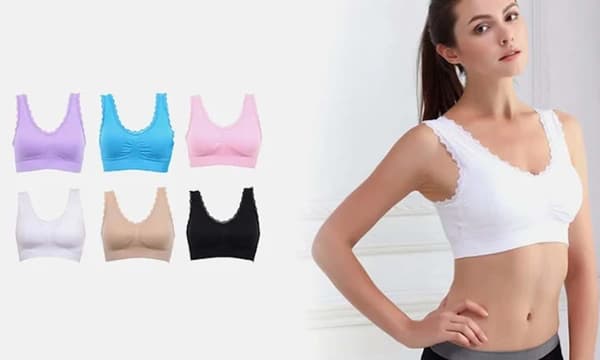 Sömlös behå - 6-pack  Svart, Vit, Hud, Rosa, Blå, Lila M
