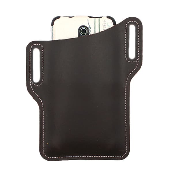 Mäns Phone Belt Innehavare Mörkbrun