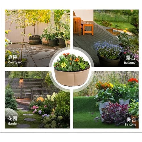 Odlingpåse för grönsaker och blommor i andningsbart nonwoven-tyg, S 50 × 20 cm, grön, 2-pack