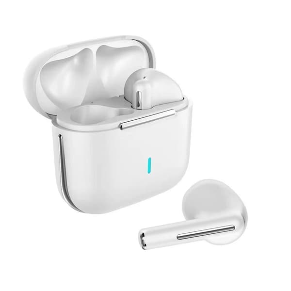 Trådlösa smarta Bluetooth 5.2-hörlurar av hög kvalitet – stereoljud, handsfreesamtal och lång batteritid Vit