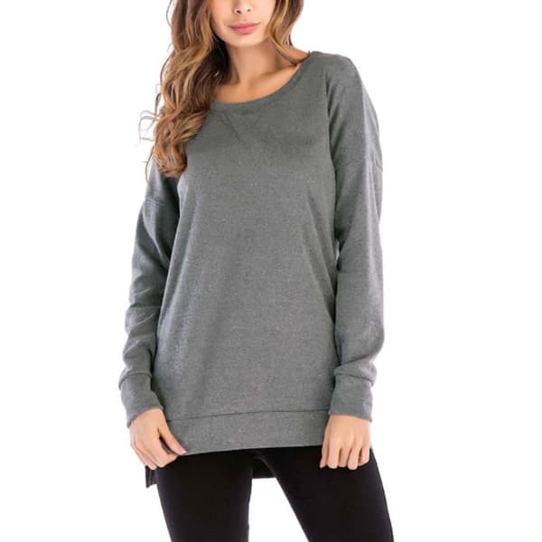 Sidosplit Lös Casual Jumper Mörkgrå S