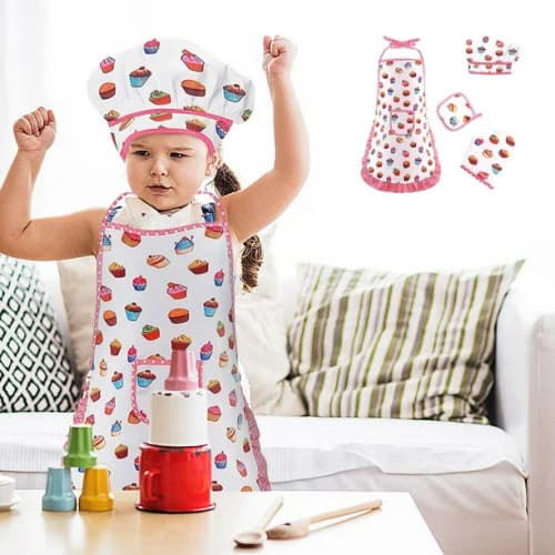 Bakförkläde för barn – 4-pack, praktiska köksförkläden för bakning, matlagning och kreativa aktiviteter
