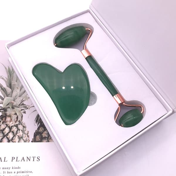 Original Jade Roller & Gua Sha, Face Roller Set Grön