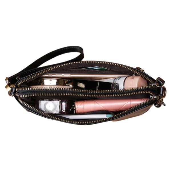 Cowhideläder Small Crossbody Bag Blå