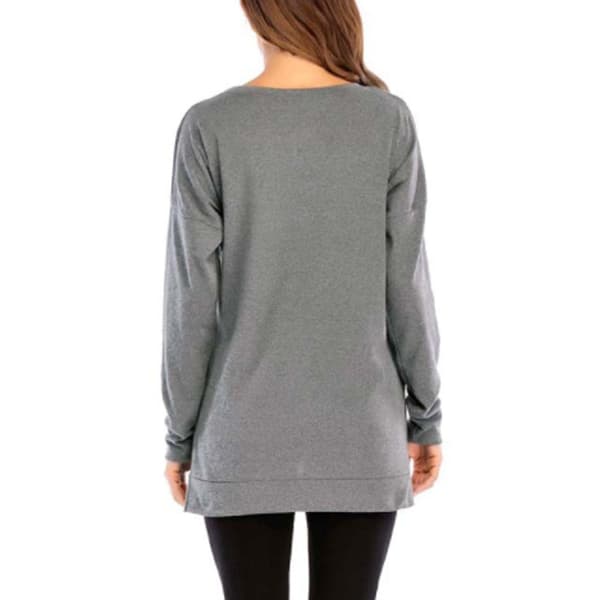 Sidosplit Lös Casual Jumper Mörkgrå XL
