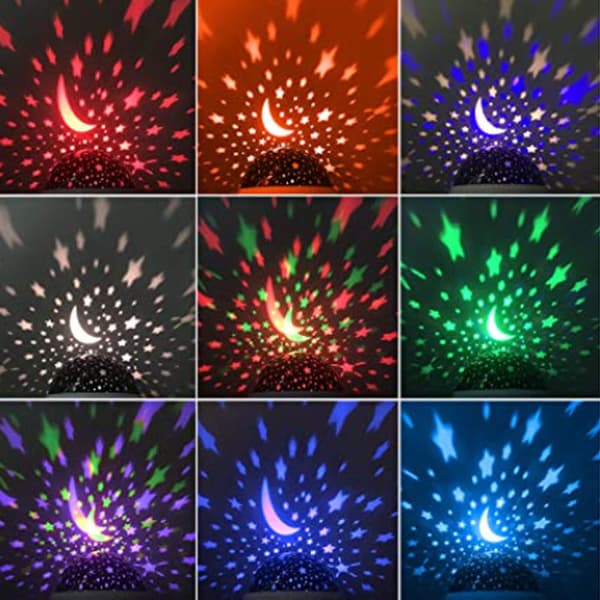 LED nattljus Moon Star projektor för barn - blå  blå
