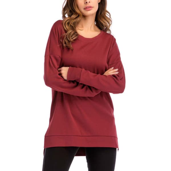 Sidosplit Lös Casual Jumper Vinröd XL