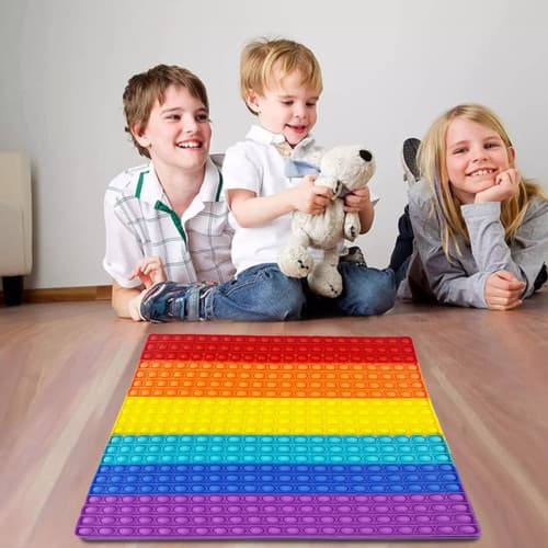 Jumbo Pop It Fidgetleksak – Regnbågsfärgad Sensorisk Bubbelbräda 30 x 30 cm