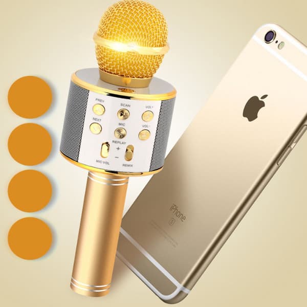 Bärbar trådlös karaokemikrofon Guld