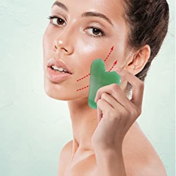 Original Jade Roller & Gua Sha, Face Roller Set- 2 förpackningar Grön