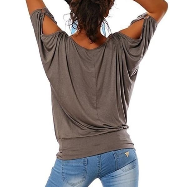 Casual Cold Shoulder Kortärmad blus Brun S