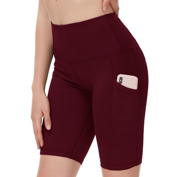 Yogashorts med Smartphone-ficka Vinröd XL