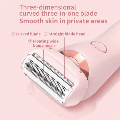 ICB Bikini Trimmer för kvinnor, Version C – IPX7 vattentät intimtrimmer med LCD-display, USB-uppladdningsbar, rosa