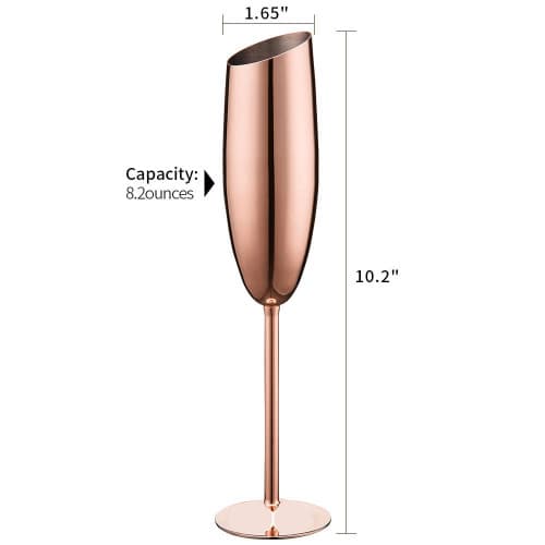 Champagneglas i rostfritt stål 2-pack – Diagonal design, guldpläterade, 240 ml