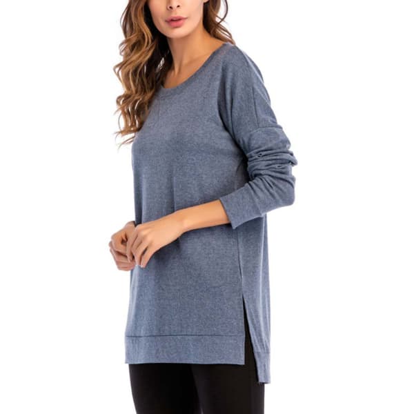 Sidosplit Lös Casual Jumper Marinblå L