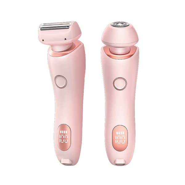ICB Bikini Trimmer för kvinnor, Version C – IPX7 vattentät intimtrimmer med LCD-display, USB-uppladdningsbar, rosa