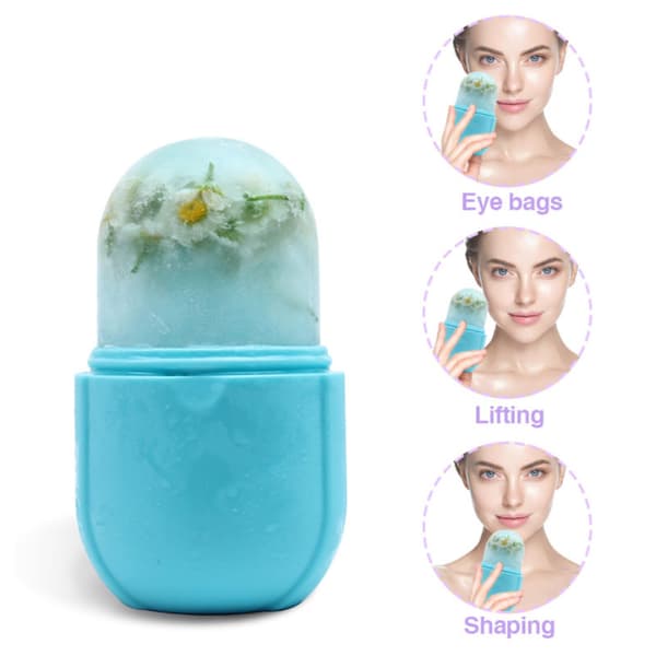 Face Ice Roller Massager för Hudvård – 2-Pack Kylande Ansiktsmassage för Svullnad och Fräsch Hud Blå
