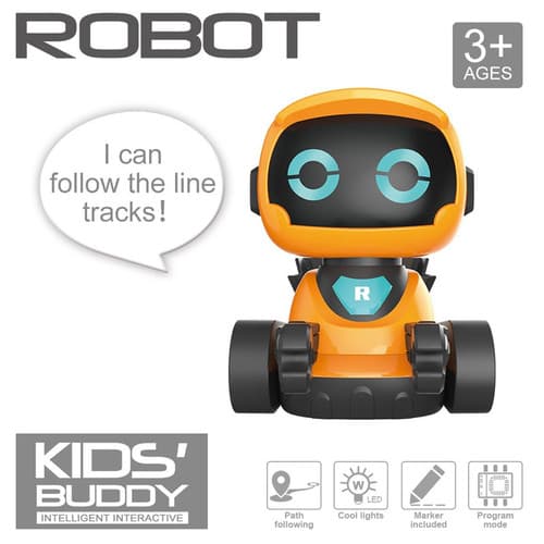 Intelligent Ritrobot med Linjeföljning – Interaktiv Pedagogisk STEM-leksak för Barn, Orange