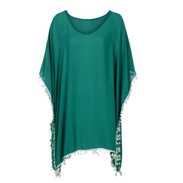 Beach Cover with Little White Ball Tassel Grön S