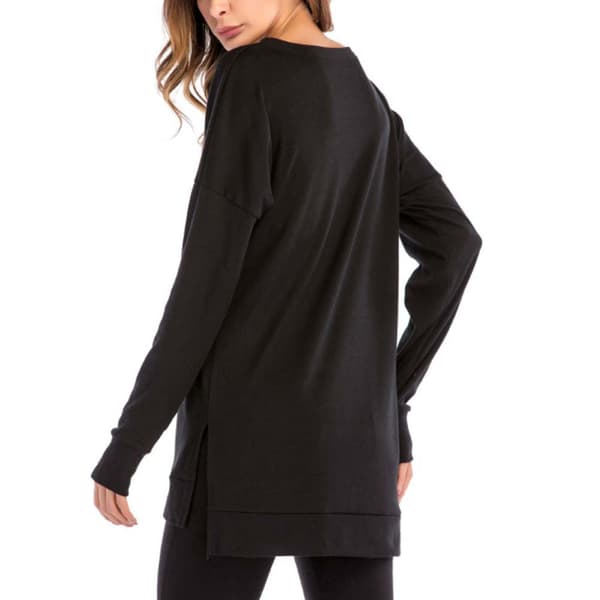 Sidosplit Lös Casual Jumper Svart S