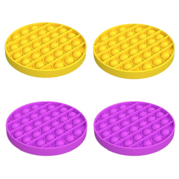 4x Barn Pop Det Push Pop Bubble Silent Sensorisk Fidget Stress Lila, Gul