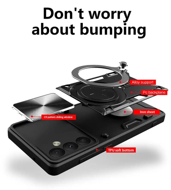Iphone 15 PLUS- Armor Protect Ringholder, linsebeskyttelse Stødsikker etui