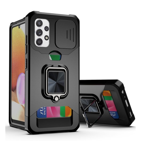 Iphone 13 - Magnetisk telefontaske med metalringholder og kortplads - SORT