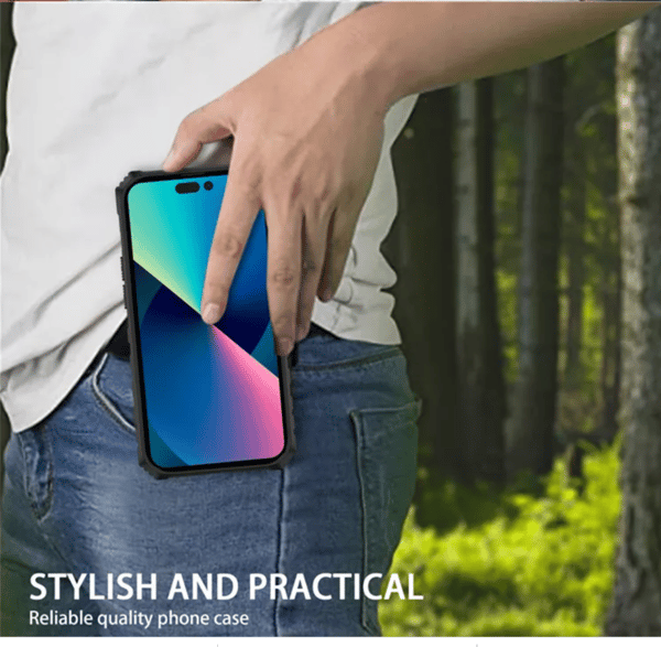 Iphone 14 PRO MAX-Monitoiminen panssarikotelo, jossa korttipaikka ja takakiinnike - MUSTA