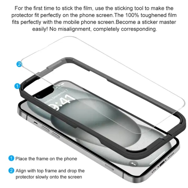 2-PACK- Transparent Skärmskydd  Iphone 13/13 PRO( 6.1'') med Installationsram
